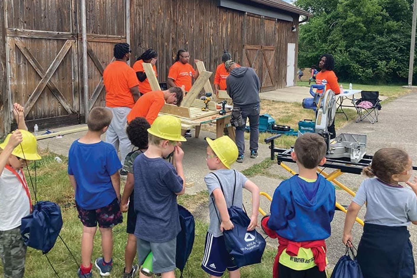 Children learning about the construction industry